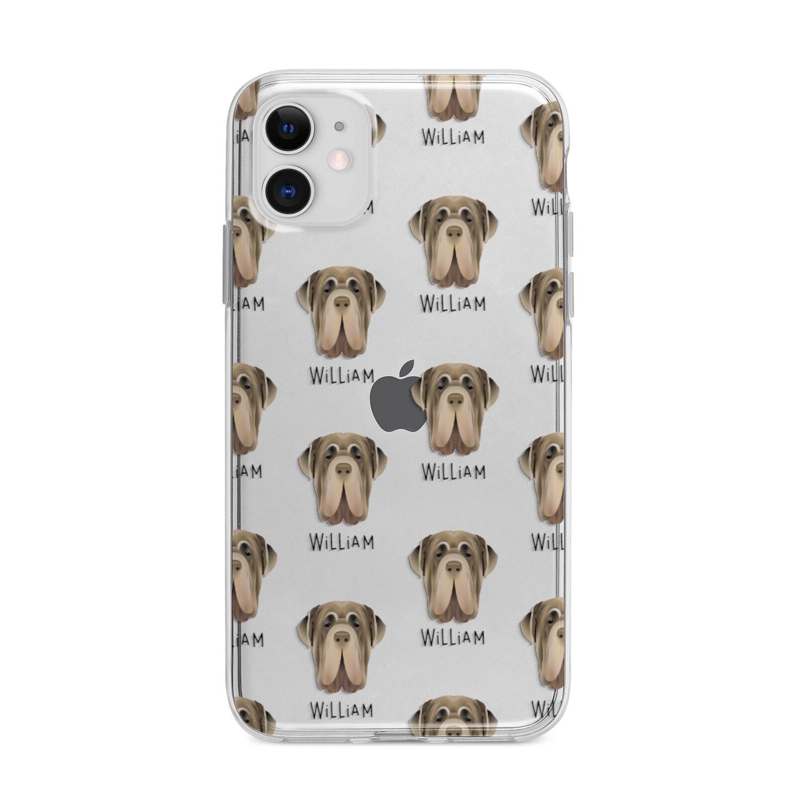 Neapolitan Mastiff Icon with Name Apple iPhone 11 in White with Bumper Case