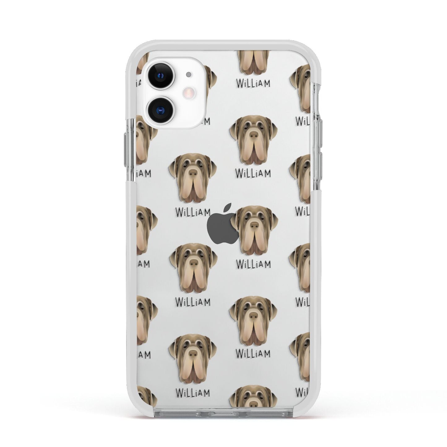 Neapolitan Mastiff Icon with Name Apple iPhone 11 in White with White Impact Case