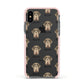 Neapolitan Mastiff Icon with Name Apple iPhone Xs Impact Case Pink Edge on Black Phone
