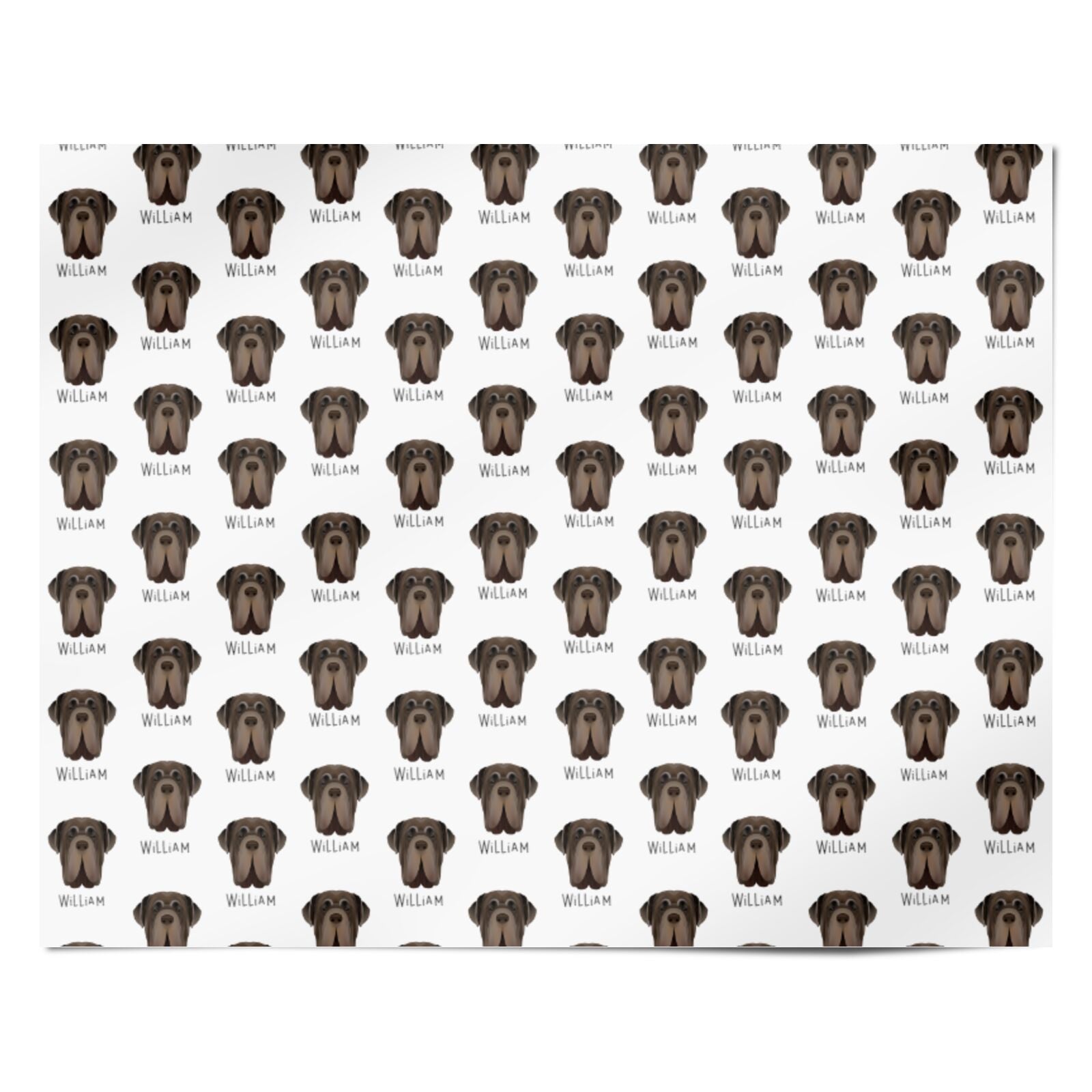 Neapolitan Mastiff Icon with Name Personalised Wrapping Paper Alternative