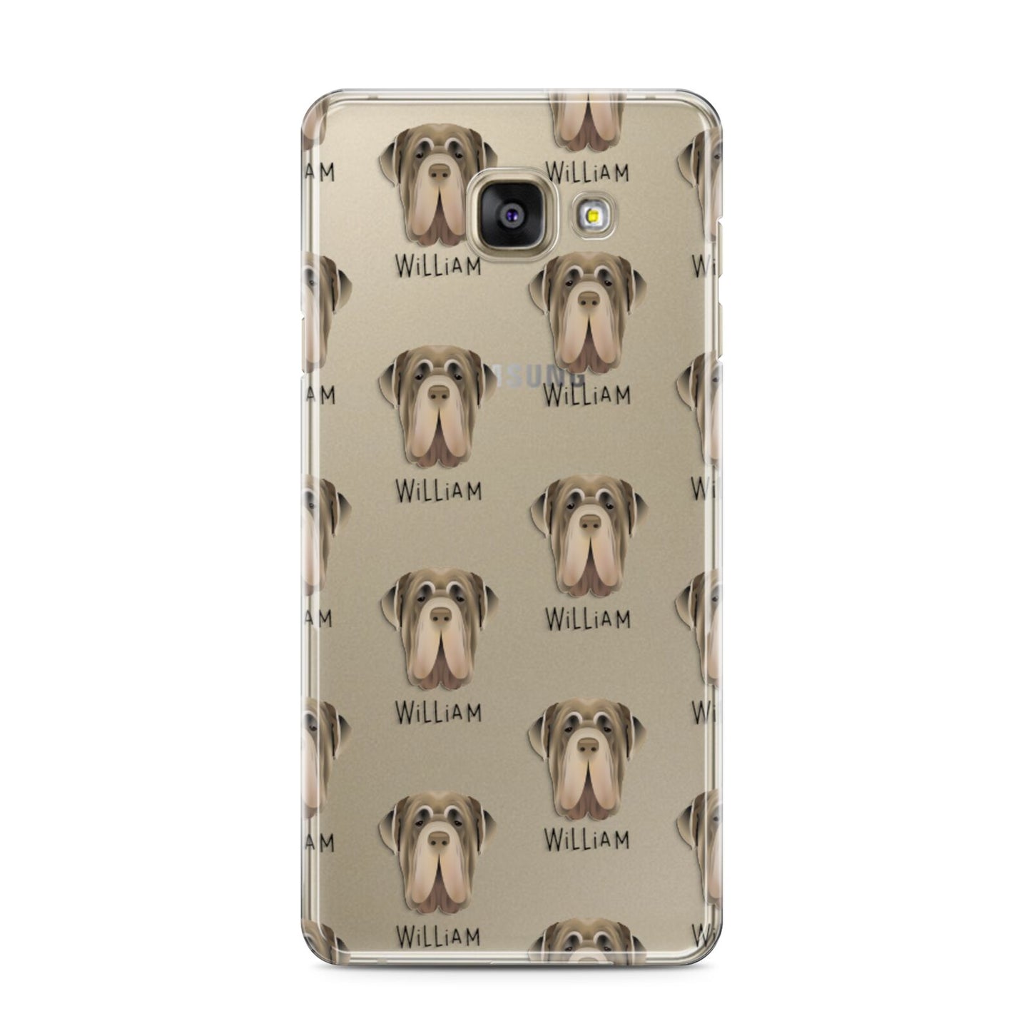 Neapolitan Mastiff Icon with Name Samsung Galaxy A3 2016 Case on gold phone
