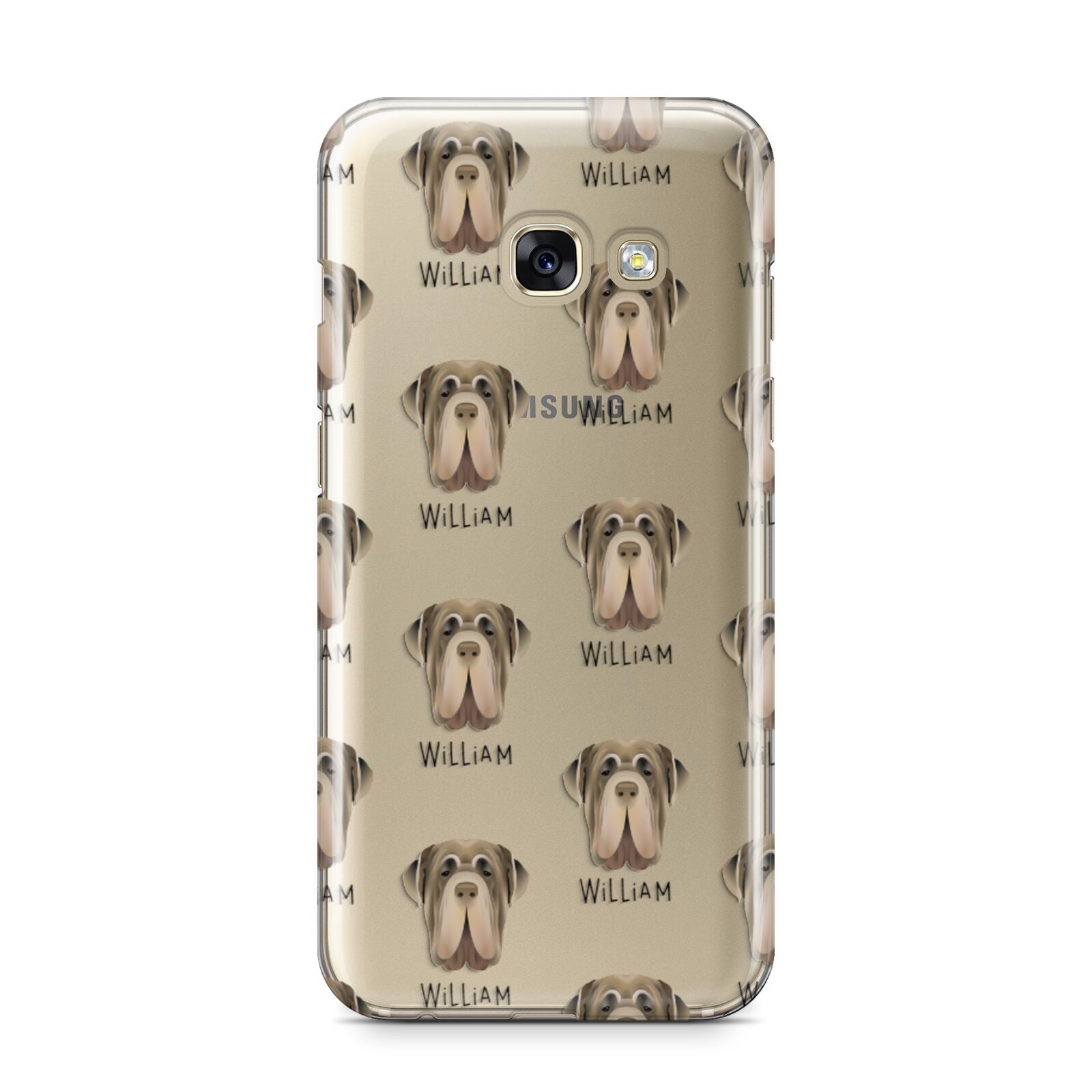 Neapolitan Mastiff Icon with Name Samsung Galaxy A3 2017 Case on gold phone