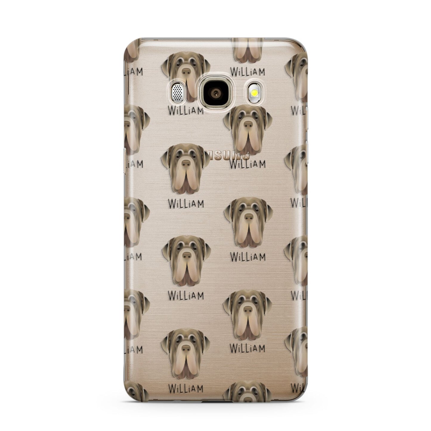 Neapolitan Mastiff Icon with Name Samsung Galaxy J7 2016 Case on gold phone