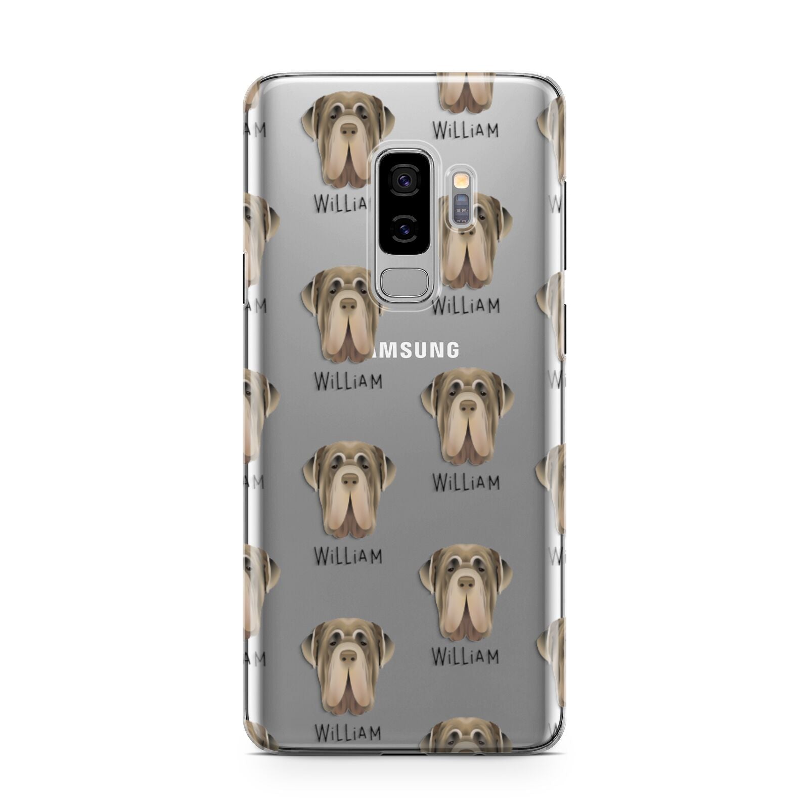 Neapolitan Mastiff Icon with Name Samsung Galaxy S9 Plus Case on Silver phone