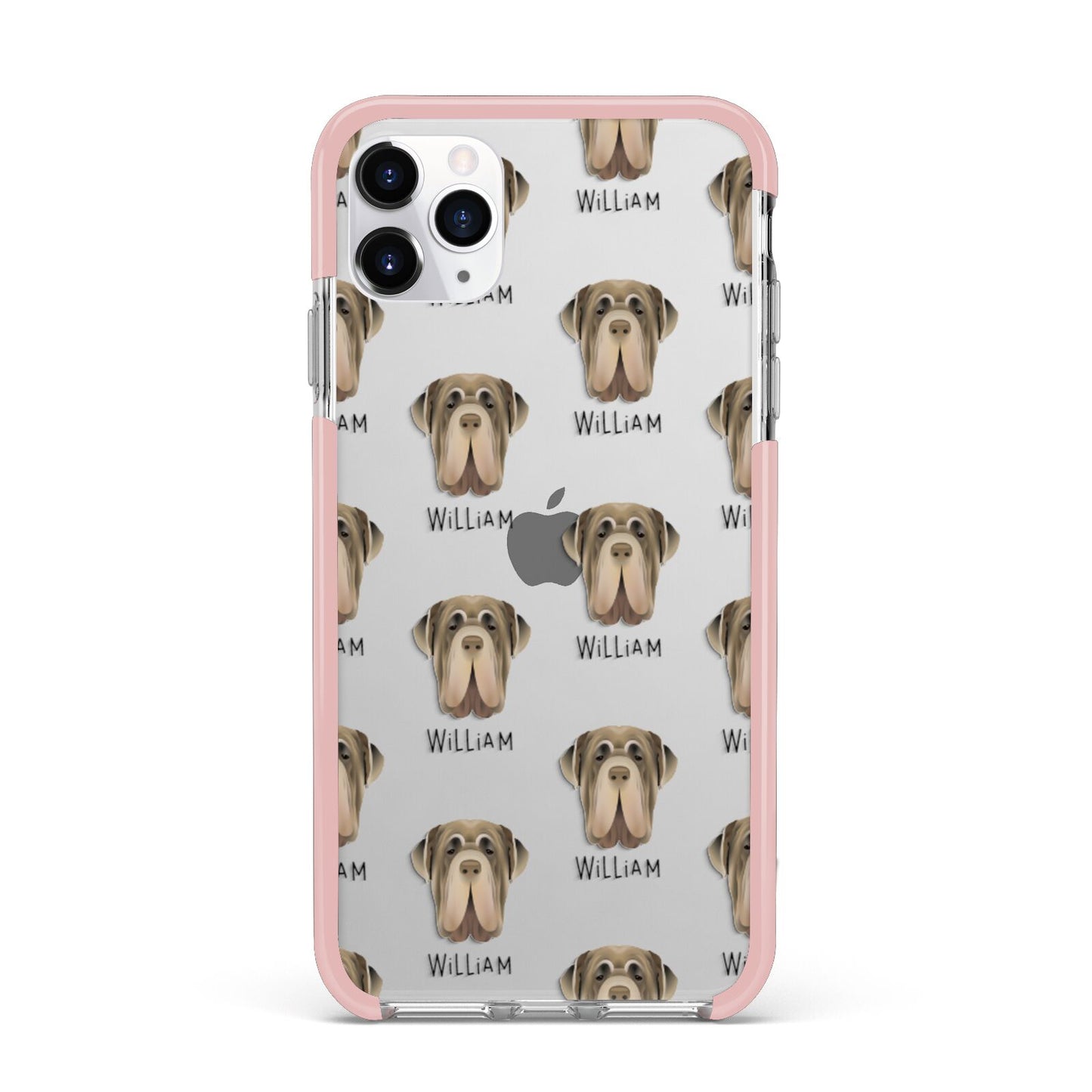 Neapolitan Mastiff Icon with Name iPhone 11 Pro Max Impact Pink Edge Case
