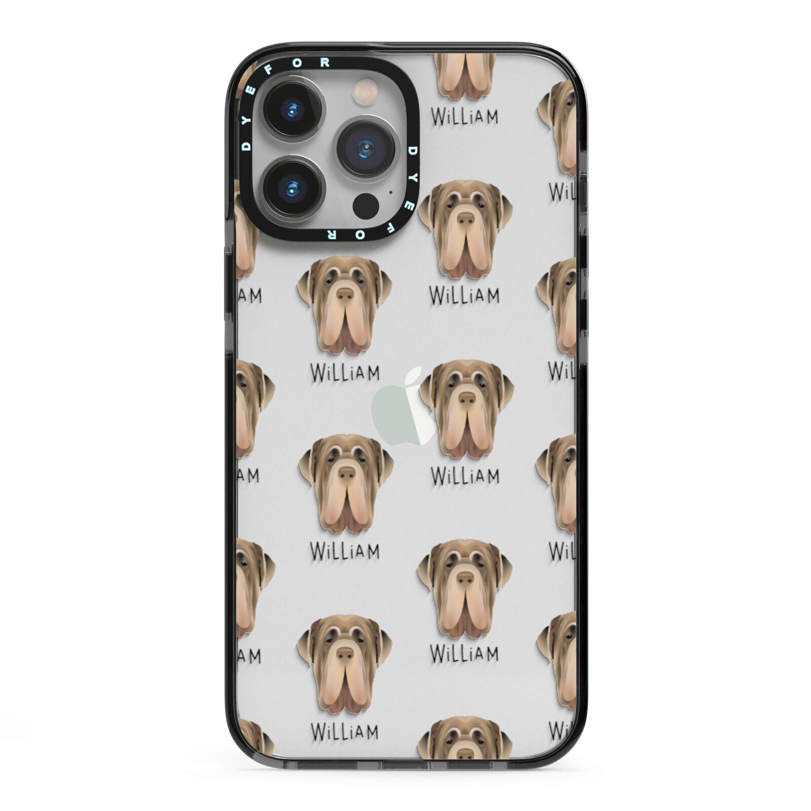 Neapolitan Mastiff Icon with Name iPhone 13 Pro Max Black Impact Case on Silver phone