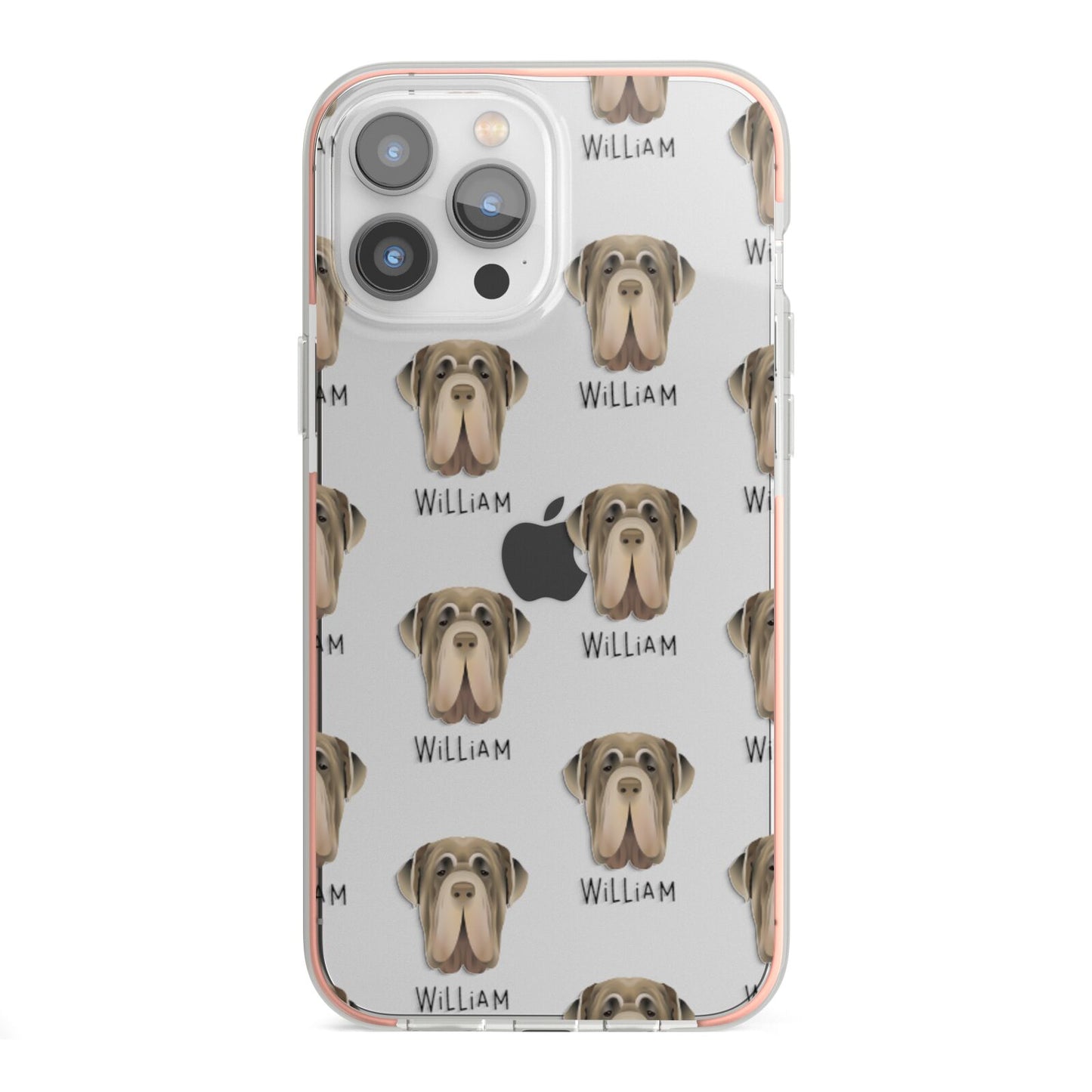 Neapolitan Mastiff Icon with Name iPhone 13 Pro Max TPU Impact Case with Pink Edges