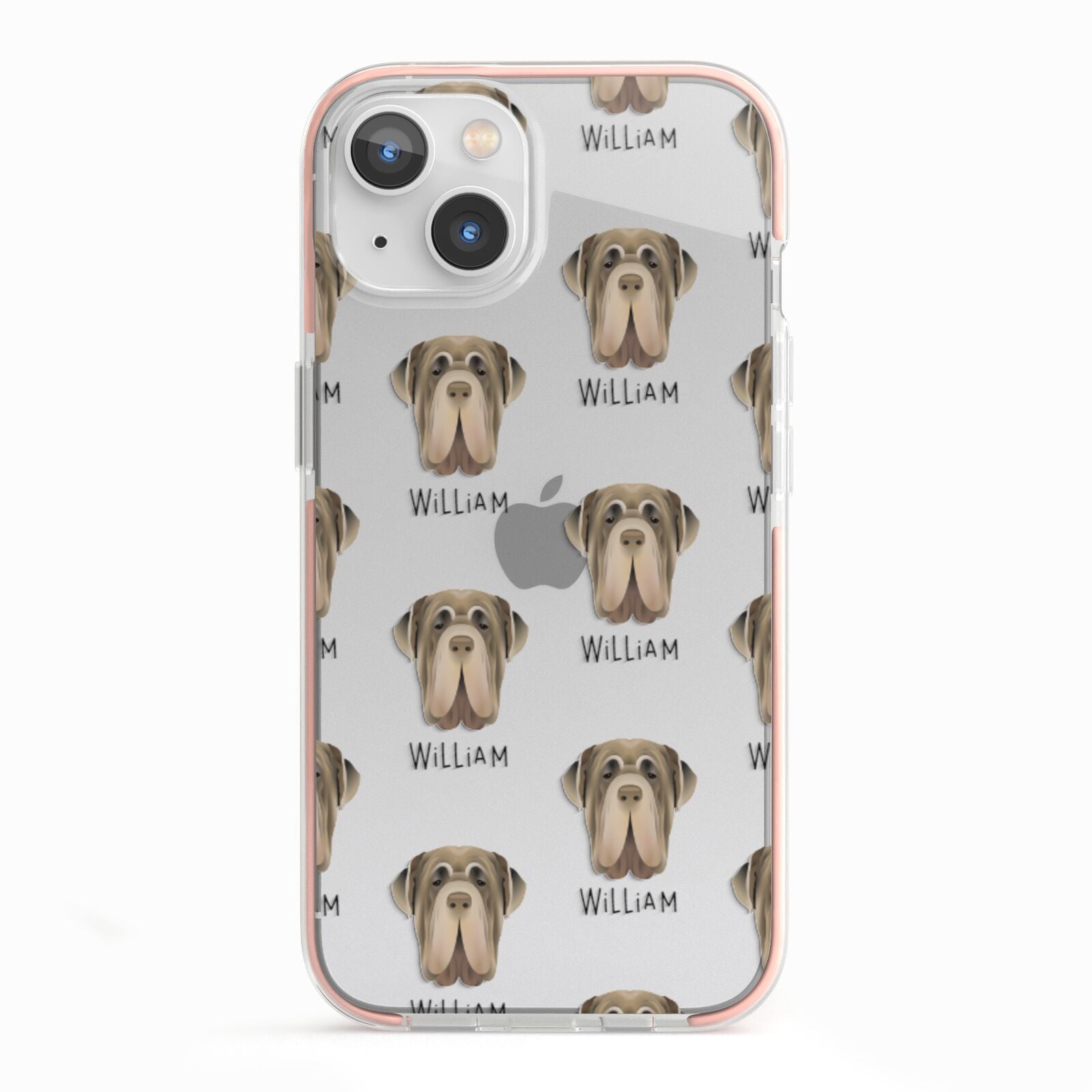 Neapolitan Mastiff Icon with Name iPhone 13 TPU Impact Case with Pink Edges