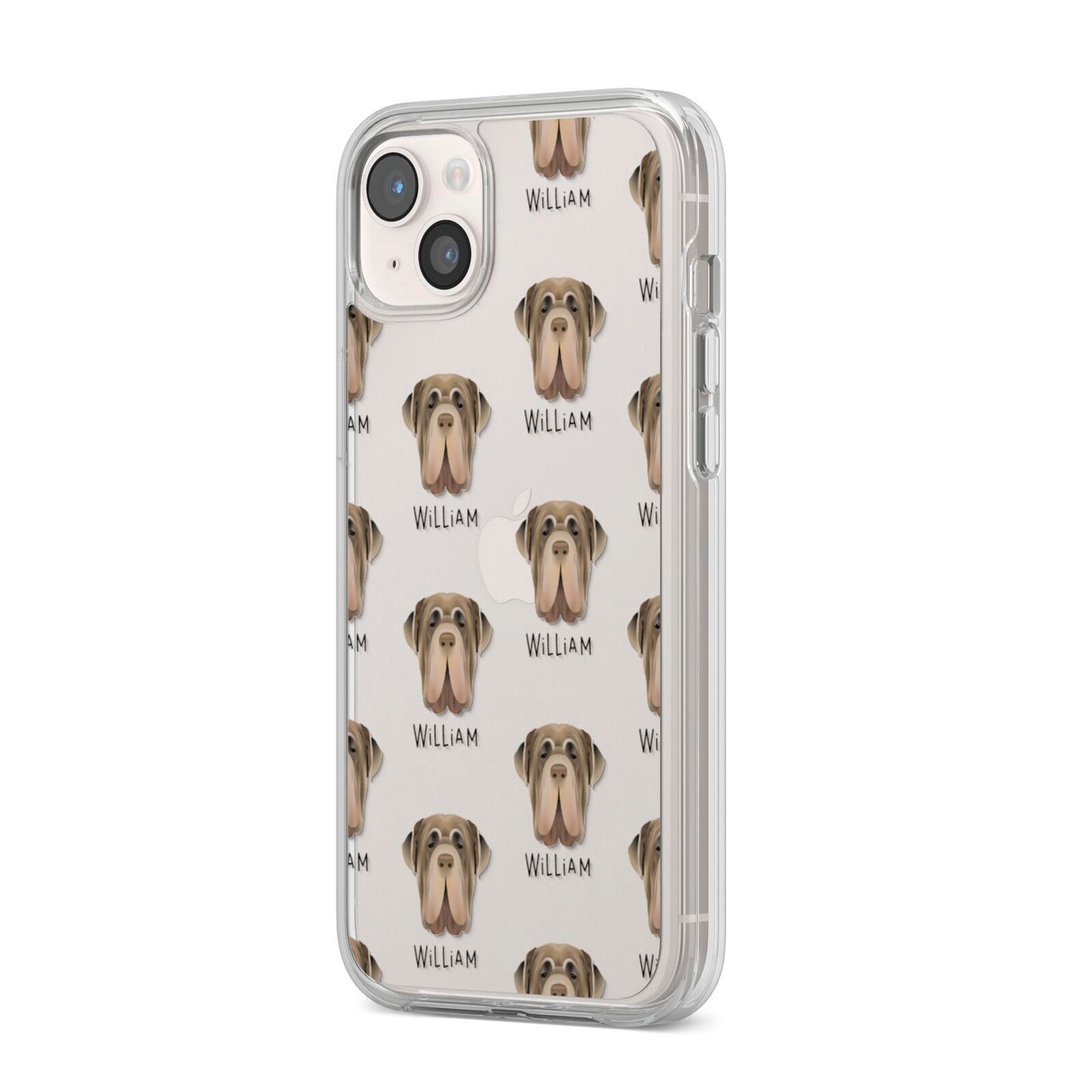 Neapolitan Mastiff Icon with Name iPhone 14 Plus Clear Tough Case Starlight Angled Image