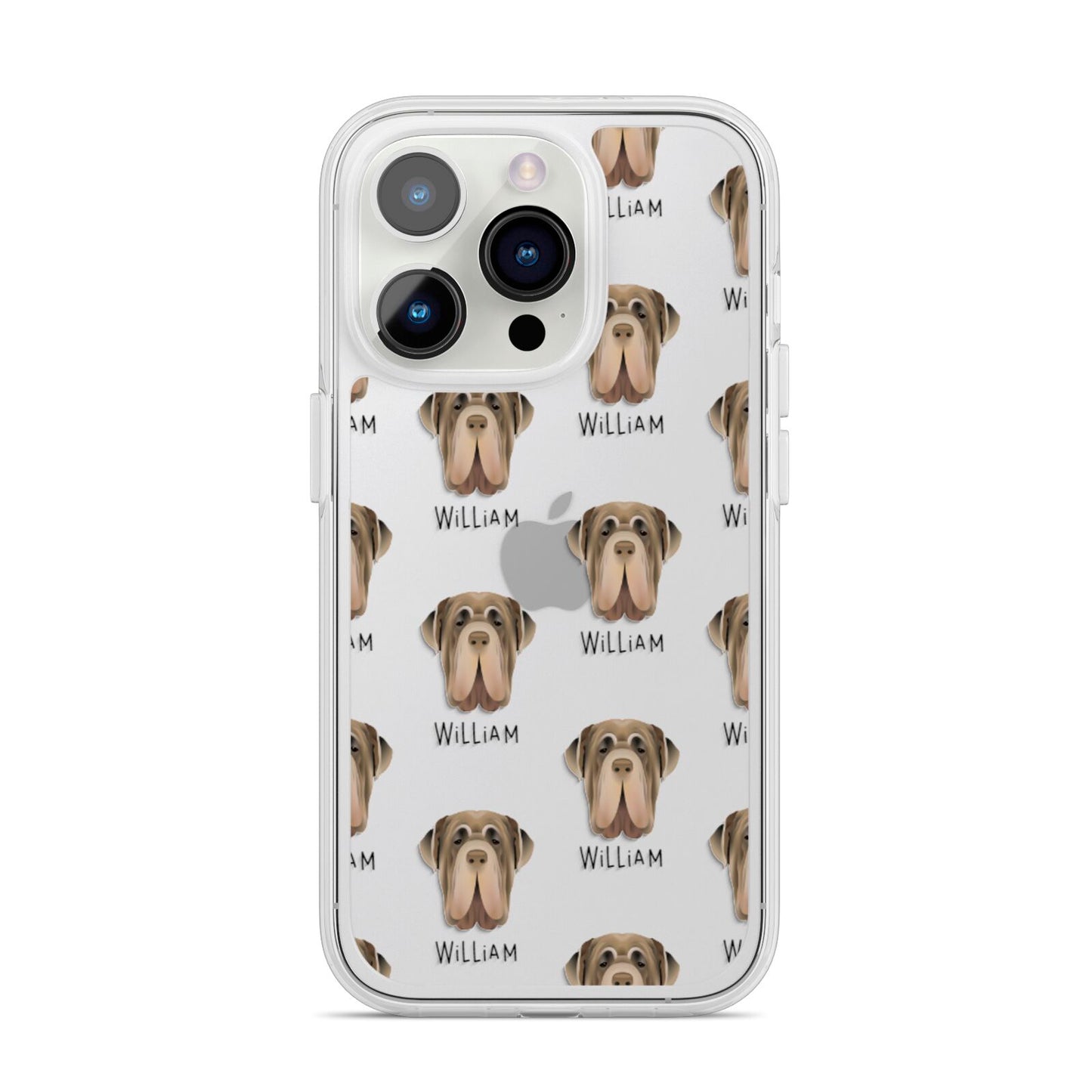 Neapolitan Mastiff Icon with Name iPhone 14 Pro Clear Tough Case Silver