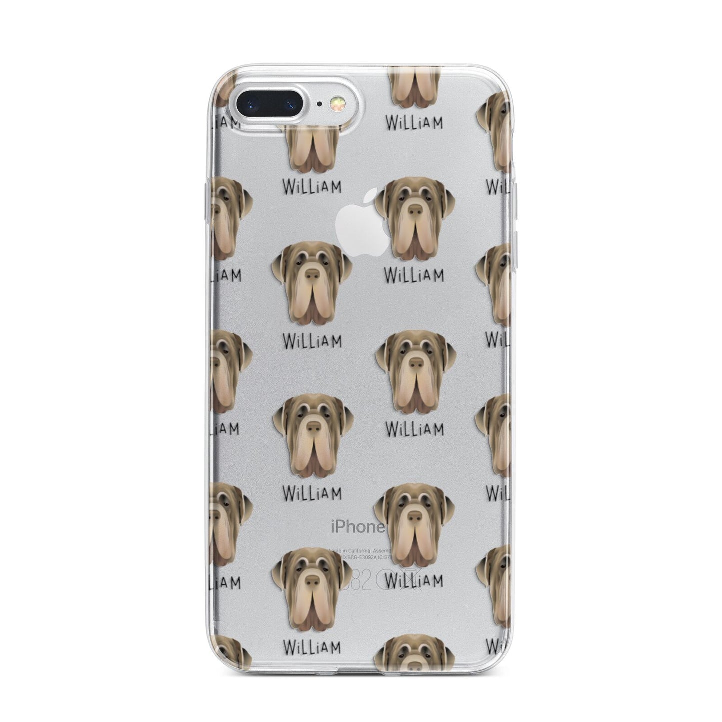 Neapolitan Mastiff Icon with Name iPhone 7 Plus Bumper Case on Silver iPhone