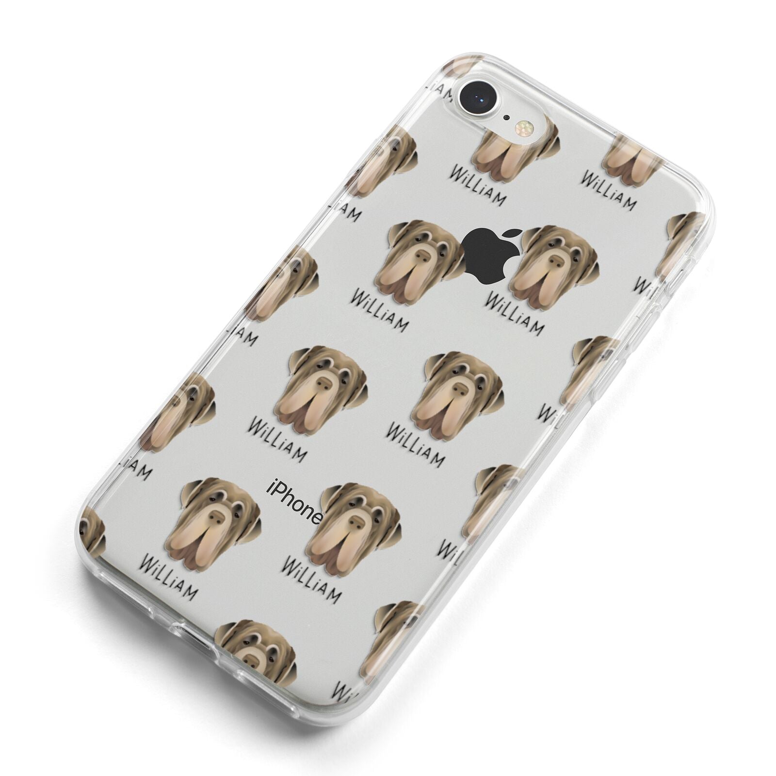 Neapolitan Mastiff Icon with Name iPhone 8 Bumper Case on Silver iPhone Alternative Image