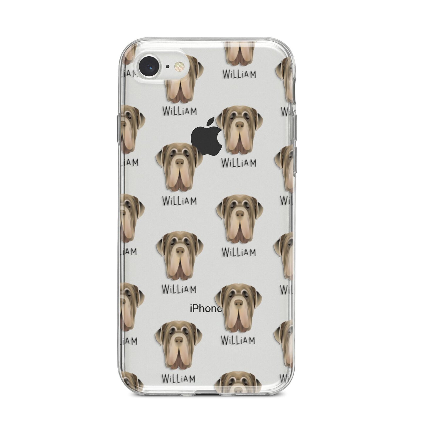 Neapolitan Mastiff Icon with Name iPhone 8 Bumper Case on Silver iPhone
