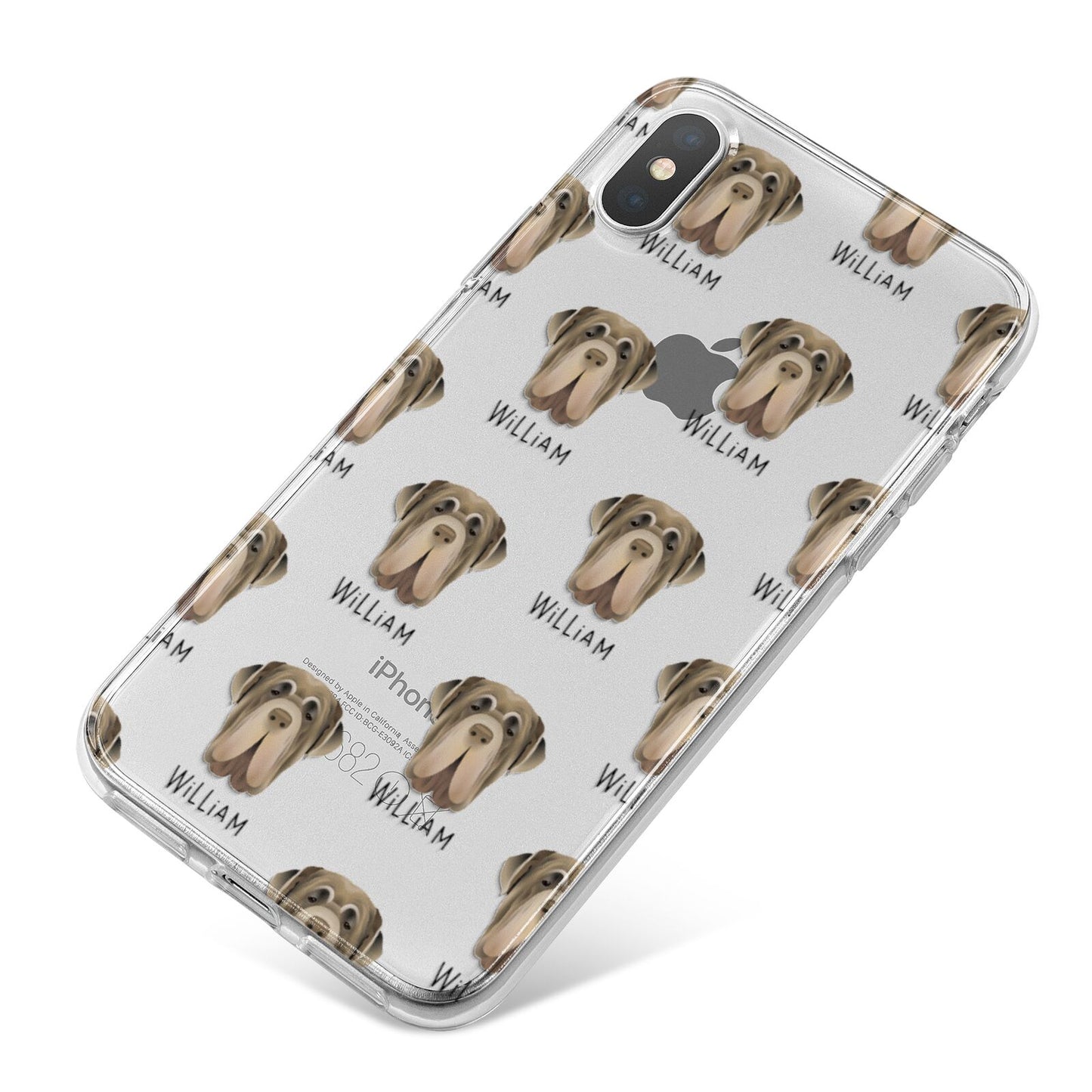 Neapolitan Mastiff Icon with Name iPhone X Bumper Case on Silver iPhone