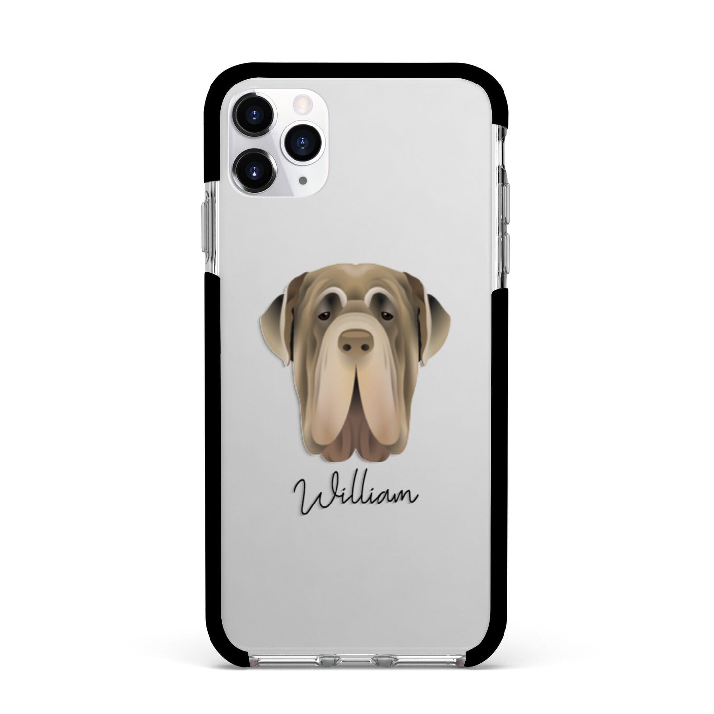 Neapolitan Mastiff Personalised Apple iPhone 11 Pro Max in Silver with Black Impact Case