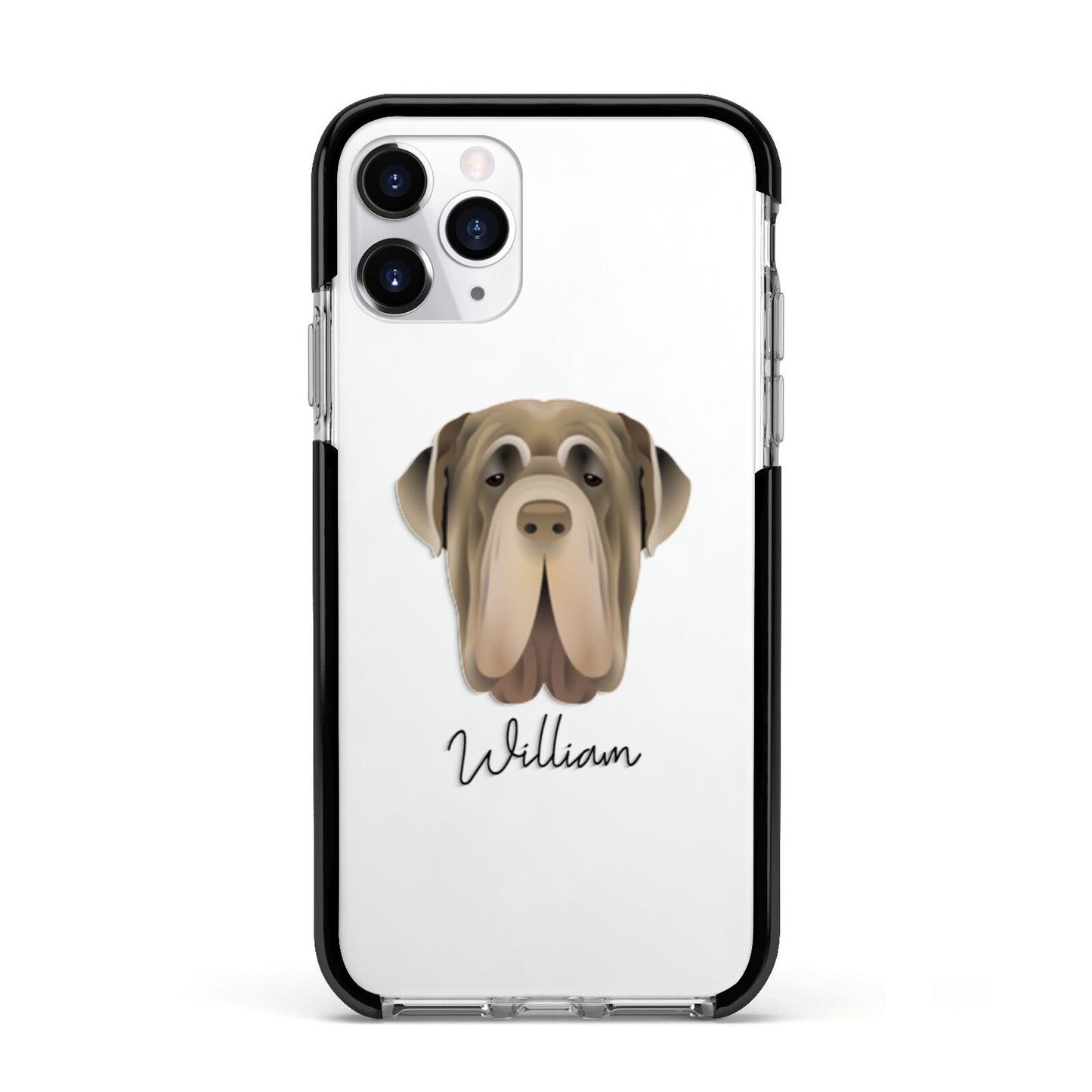 Neapolitan Mastiff Personalised Apple iPhone 11 Pro in Silver with Black Impact Case