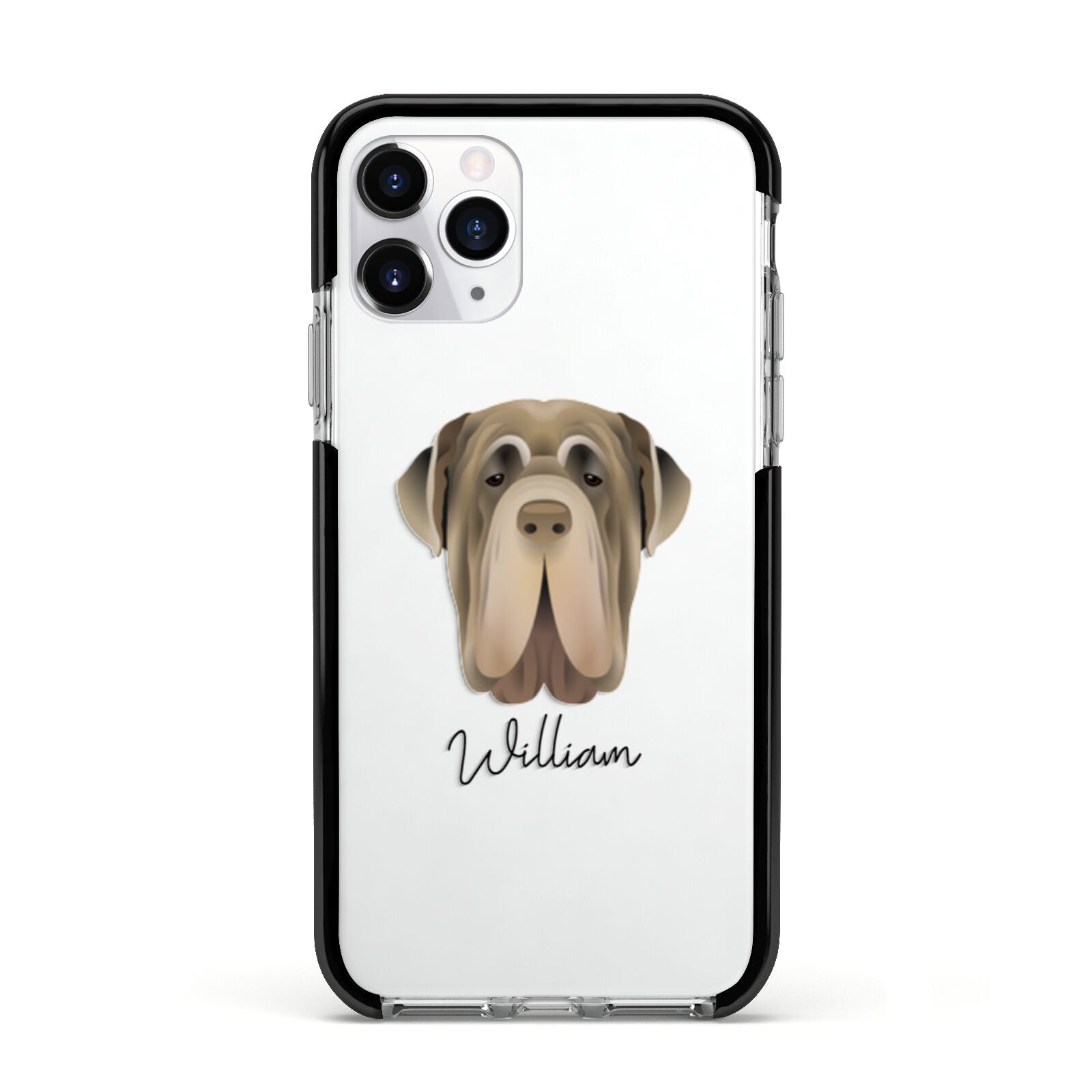 Neapolitan Mastiff Personalised Apple iPhone 11 Pro in Silver with Black Impact Case
