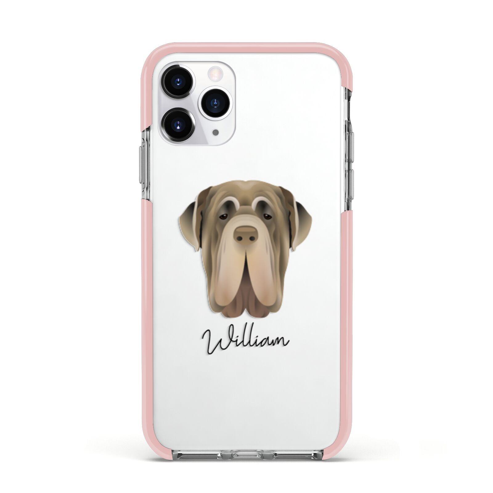 Neapolitan Mastiff Personalised Apple iPhone 11 Pro in Silver with Pink Impact Case