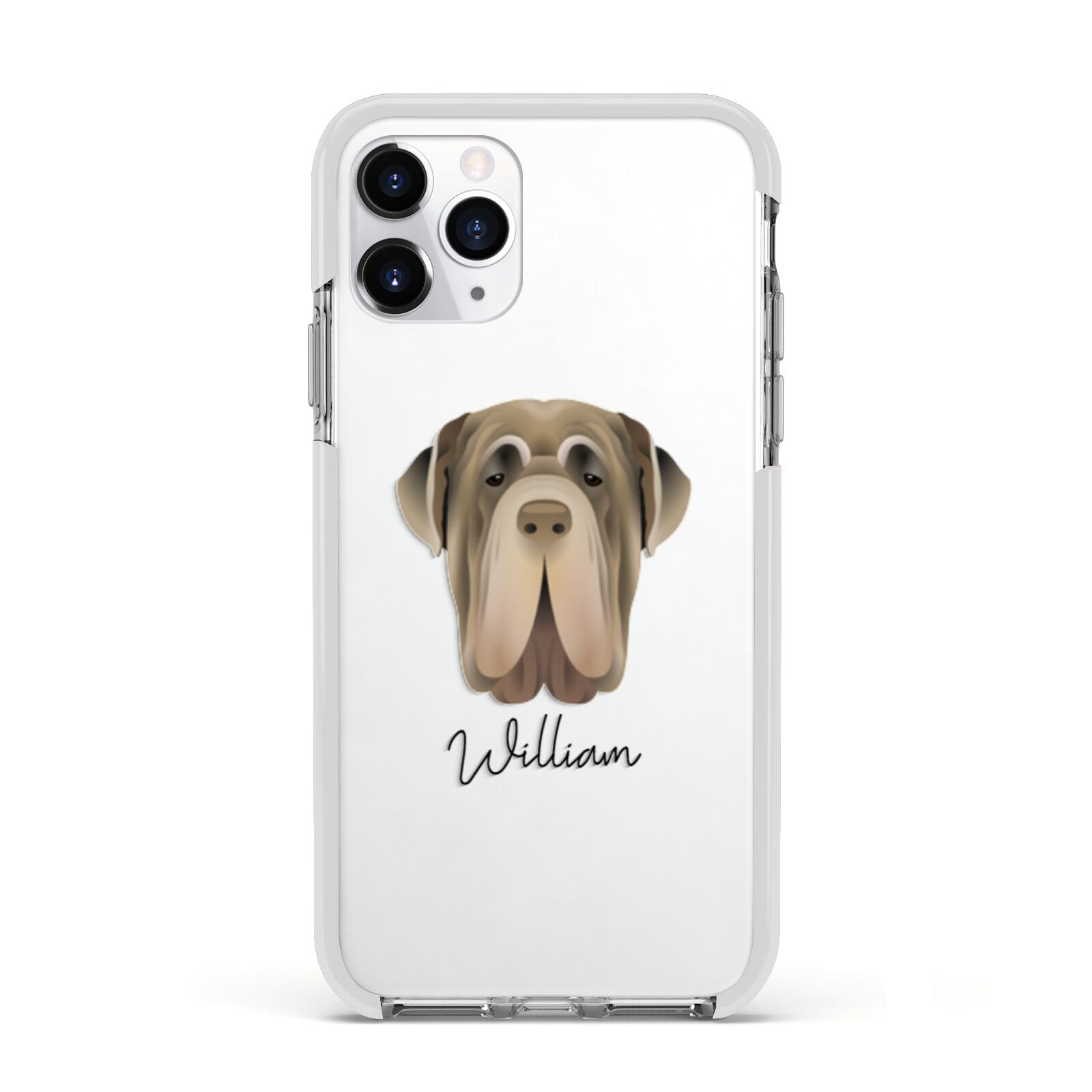 Neapolitan Mastiff Personalised Apple iPhone 11 Pro in Silver with White Impact Case