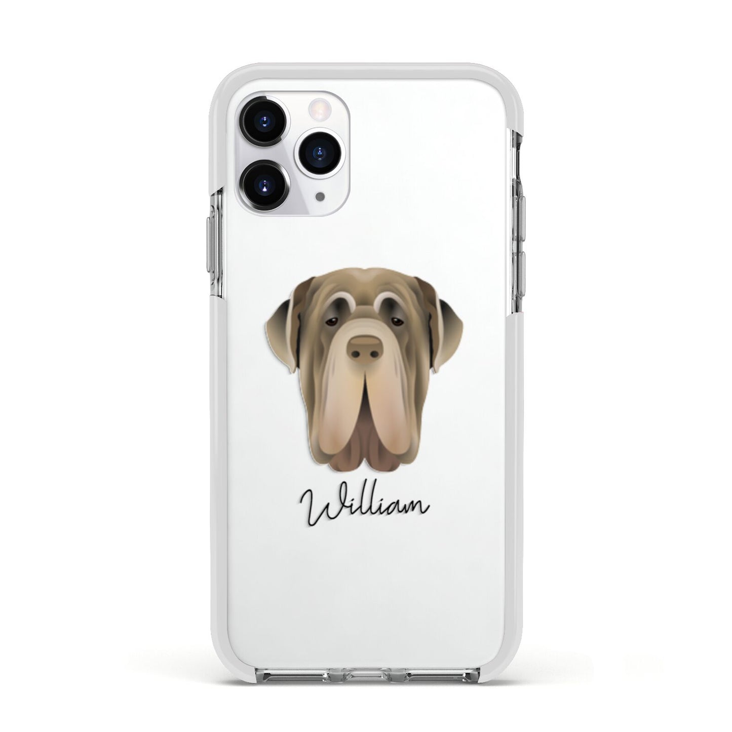 Neapolitan Mastiff Personalised Apple iPhone 11 Pro in Silver with White Impact Case