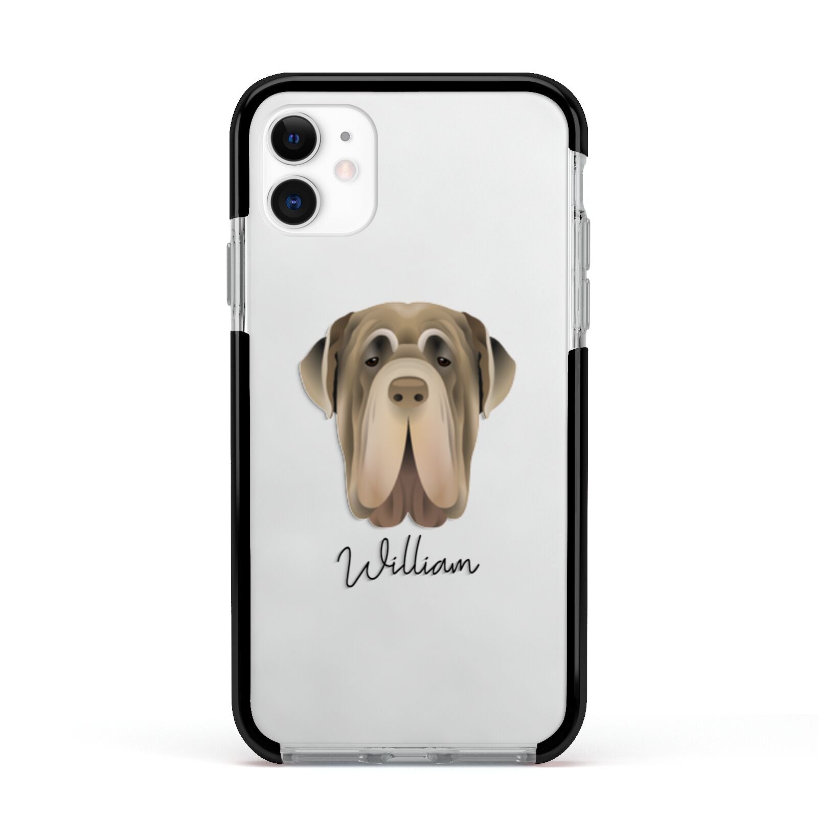 Neapolitan Mastiff Personalised Apple iPhone 11 in White with Black Impact Case