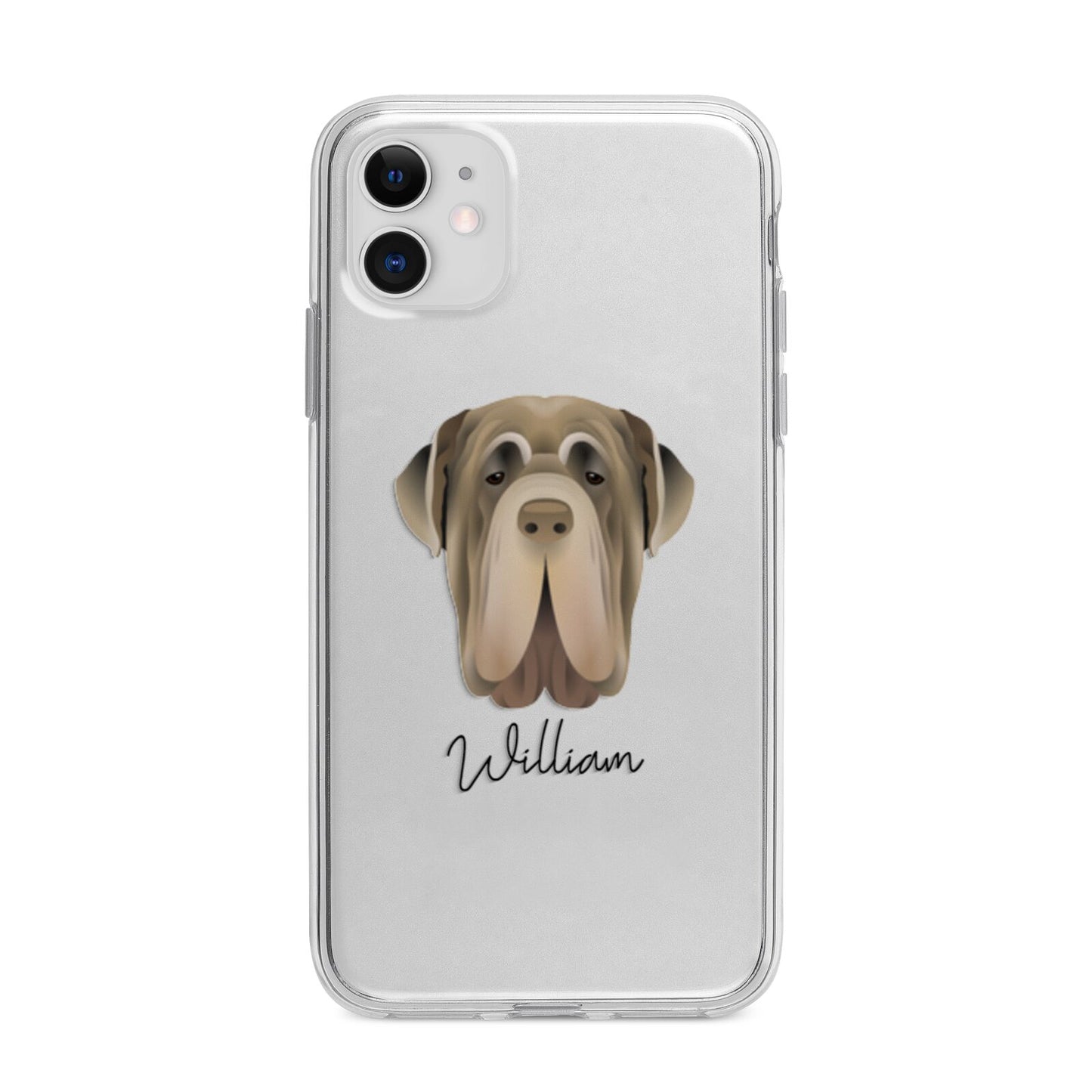 Neapolitan Mastiff Personalised Apple iPhone 11 in White with Bumper Case