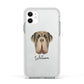 Neapolitan Mastiff Personalised Apple iPhone 11 in White with White Impact Case