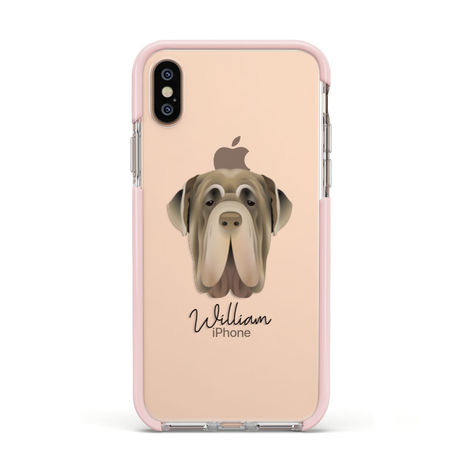 Neapolitan Mastiff Personalised Apple iPhone Xs Impact Case Pink Edge on Gold Phone