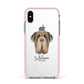 Neapolitan Mastiff Personalised Apple iPhone Xs Impact Case Pink Edge on Silver Phone