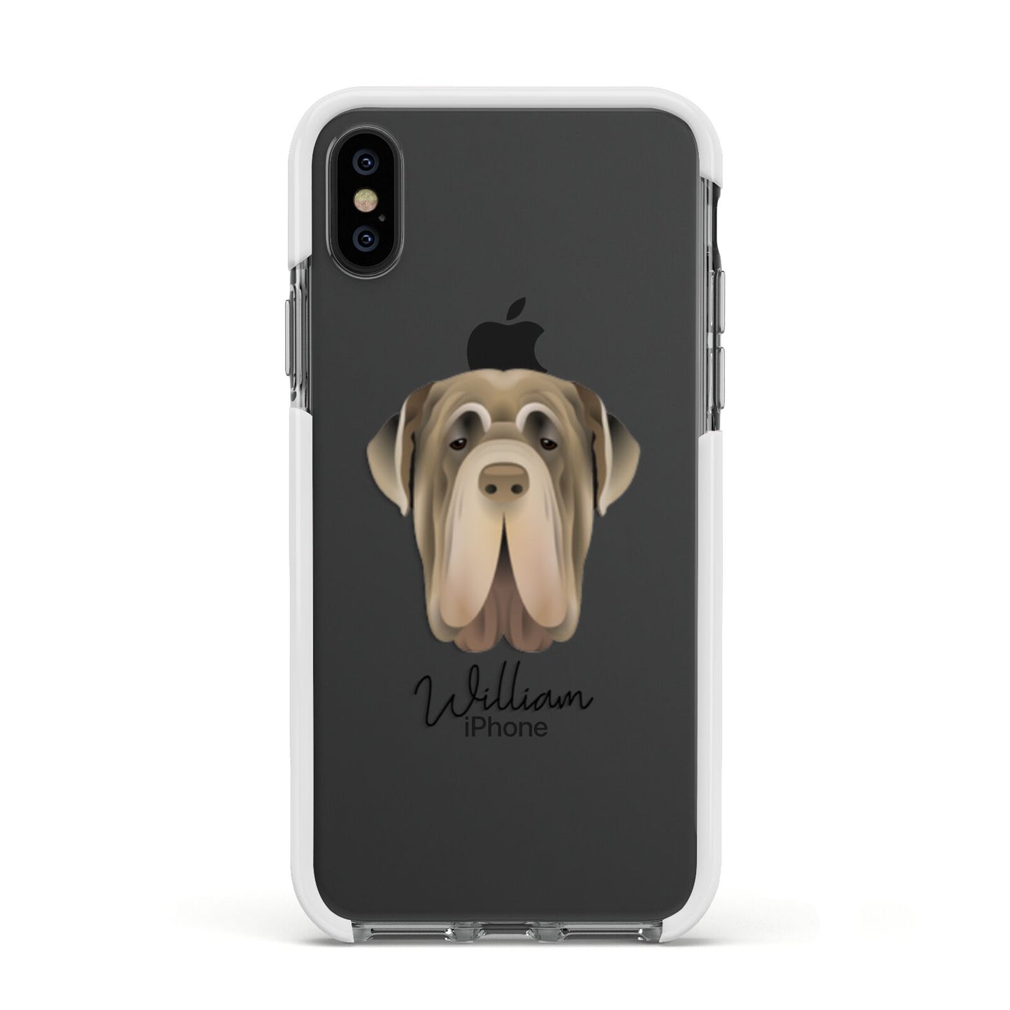Neapolitan Mastiff Personalised Apple iPhone Xs Impact Case White Edge on Black Phone