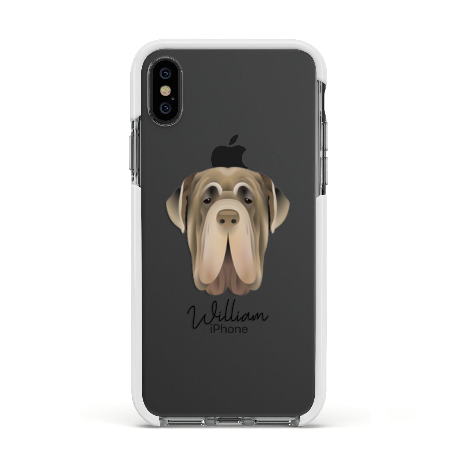 Neapolitan Mastiff Personalised Apple iPhone Xs Impact Case White Edge on Black Phone