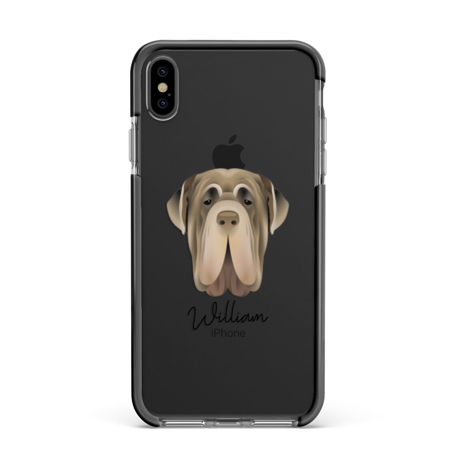 Neapolitan Mastiff Personalised Apple iPhone Xs Max Impact Case Black Edge on Black Phone