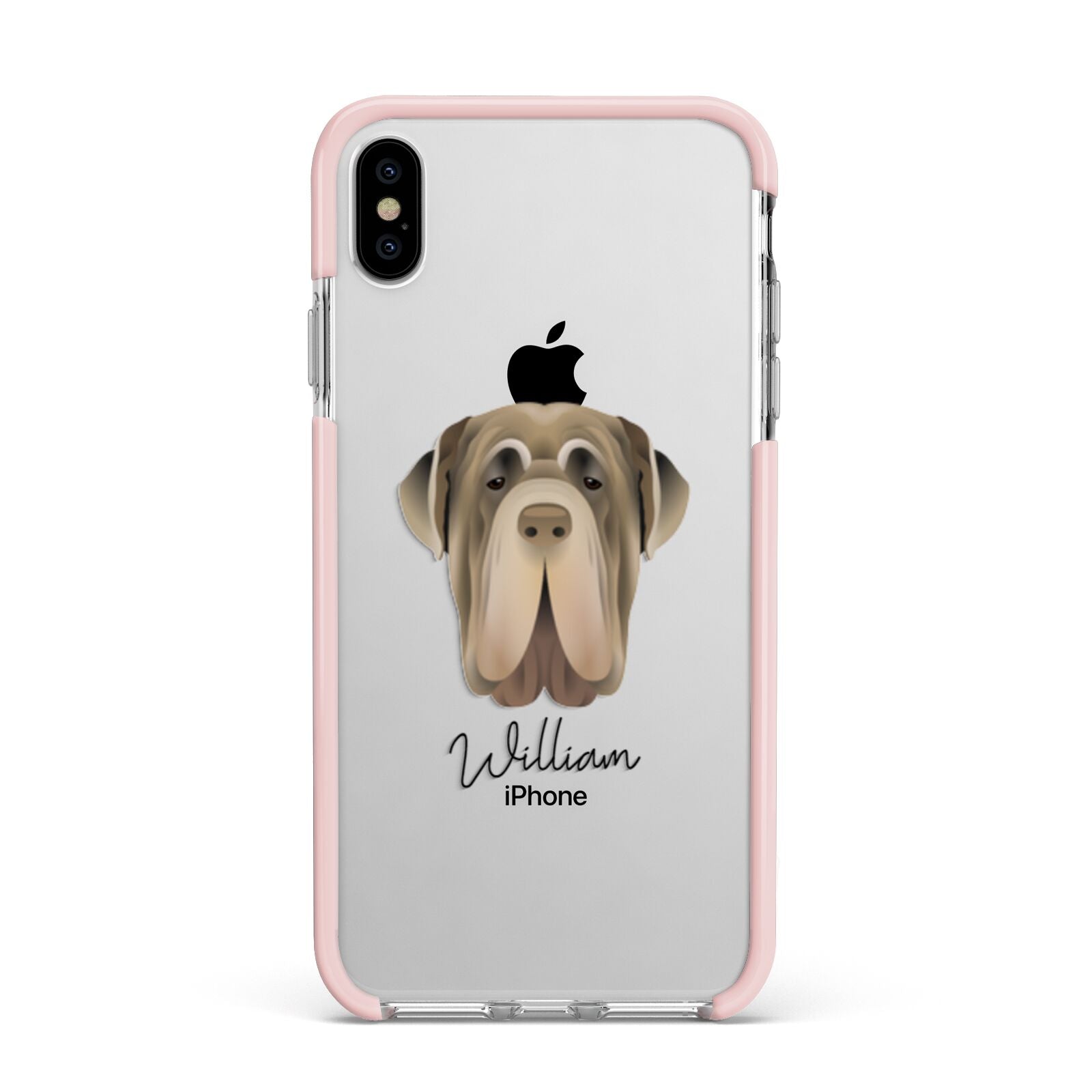 Neapolitan Mastiff Personalised Apple iPhone Xs Max Impact Case Pink Edge on Silver Phone