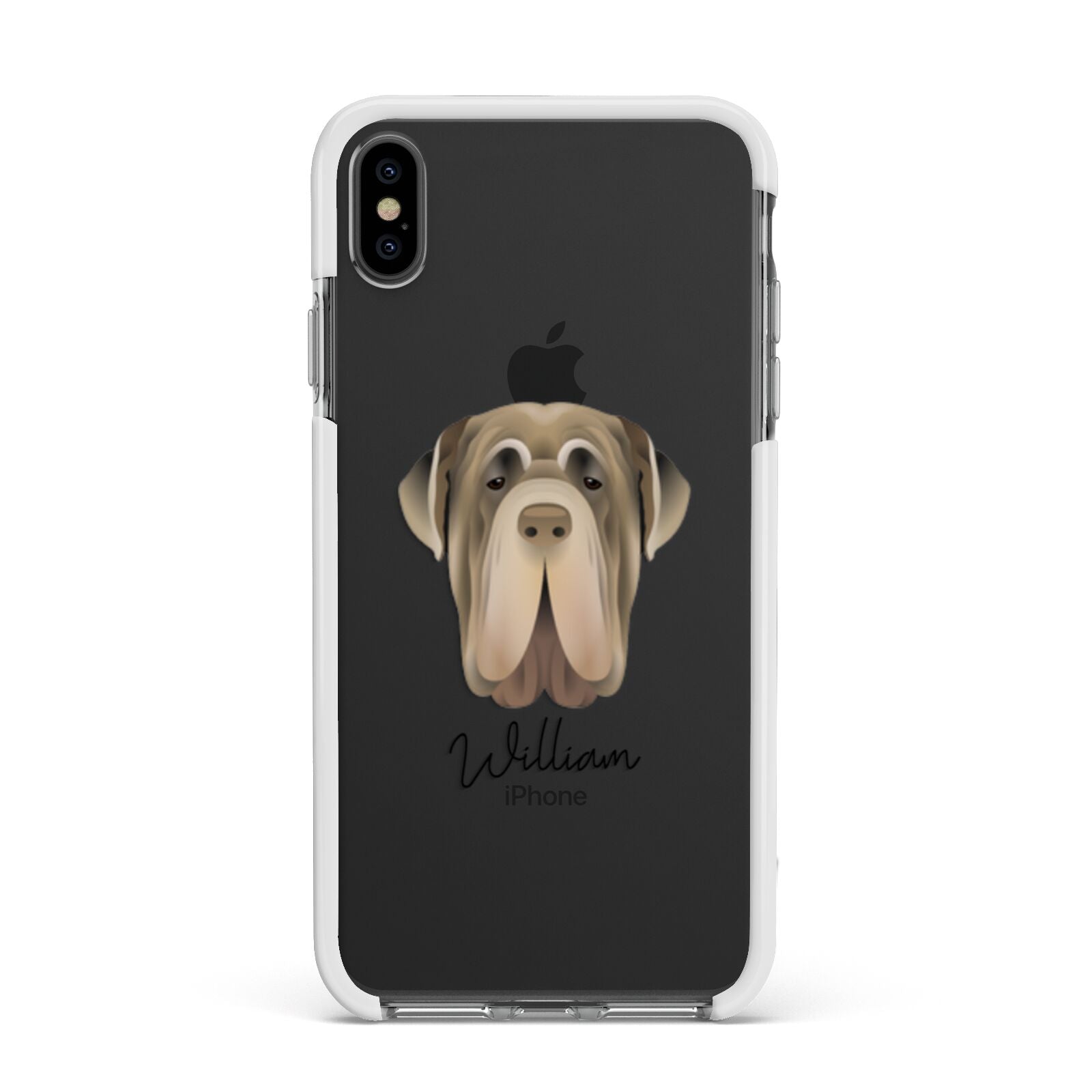 Neapolitan Mastiff Personalised Apple iPhone Xs Max Impact Case White Edge on Black Phone