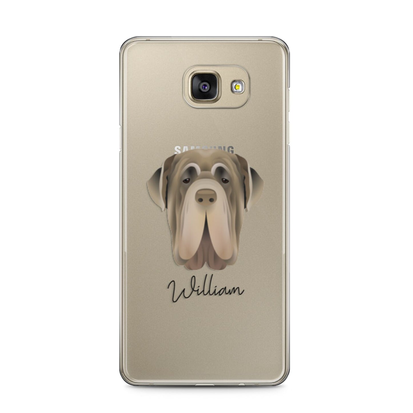 Neapolitan Mastiff Personalised Samsung Galaxy A5 2016 Case on gold phone