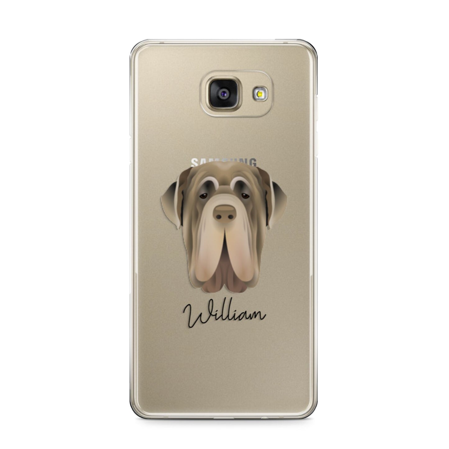 Neapolitan Mastiff Personalised Samsung Galaxy A9 2016 Case on gold phone