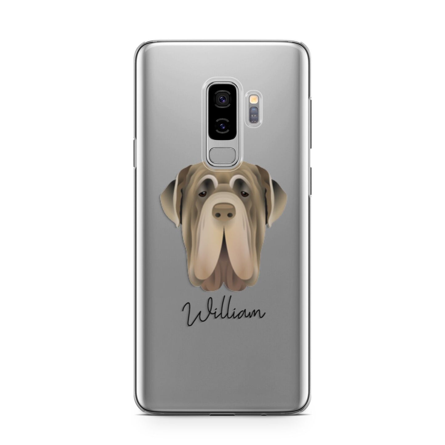 Neapolitan Mastiff Personalised Samsung Galaxy S9 Plus Case on Silver phone