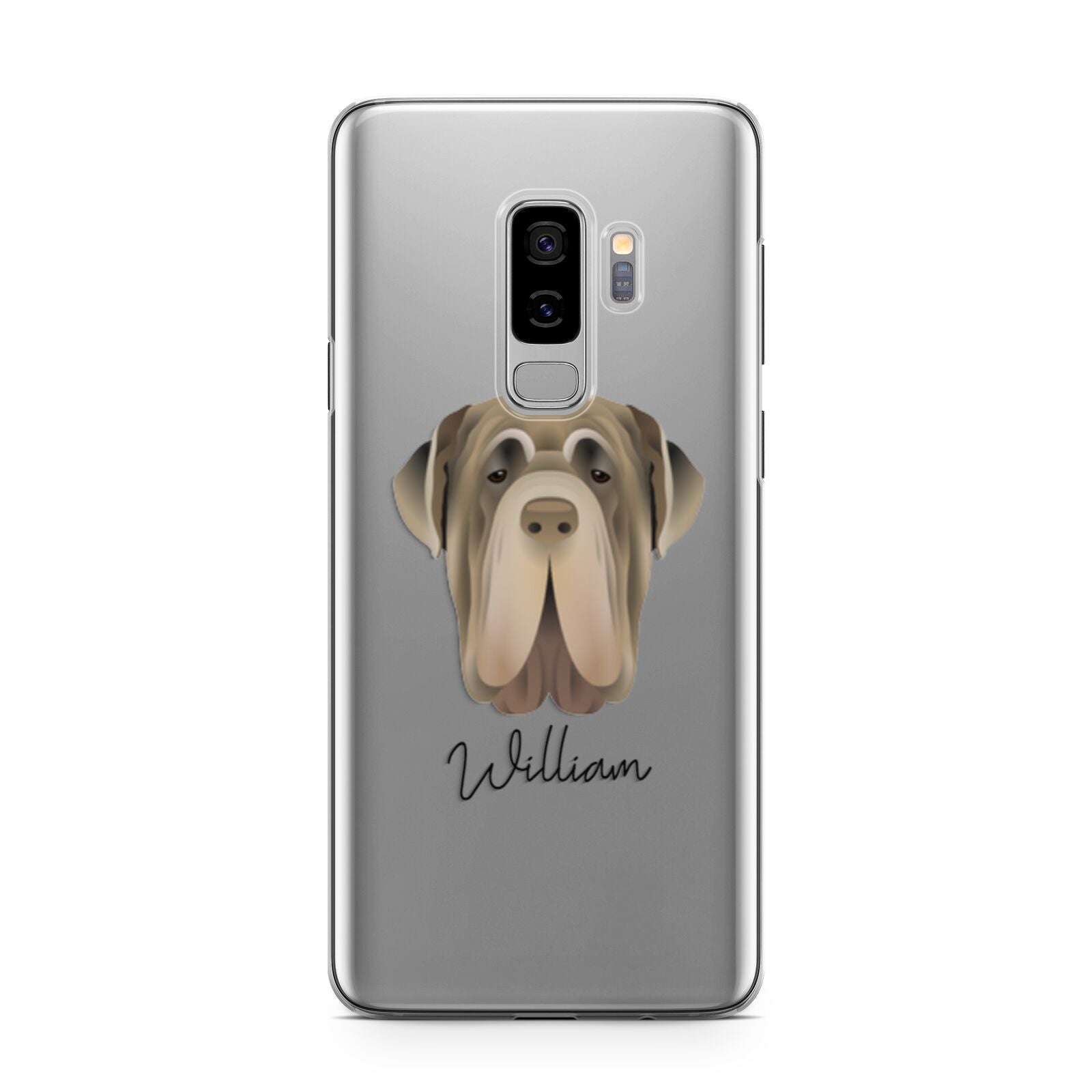 Neapolitan Mastiff Personalised Samsung Galaxy S9 Plus Case on Silver phone