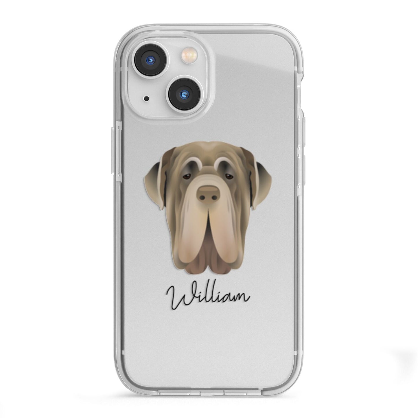 Neapolitan Mastiff Personalised iPhone 13 Mini TPU Impact Case with White Edges