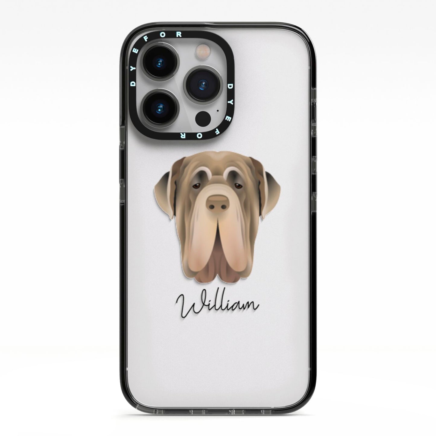 Neapolitan Mastiff Personalised iPhone 13 Pro Black Impact Case on Silver phone