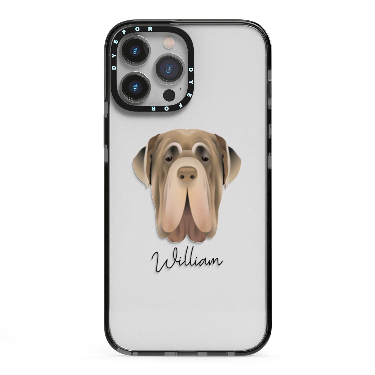 Neapolitan Mastiff Personalised iPhone 13 Pro Max Black Impact Case on Silver phone