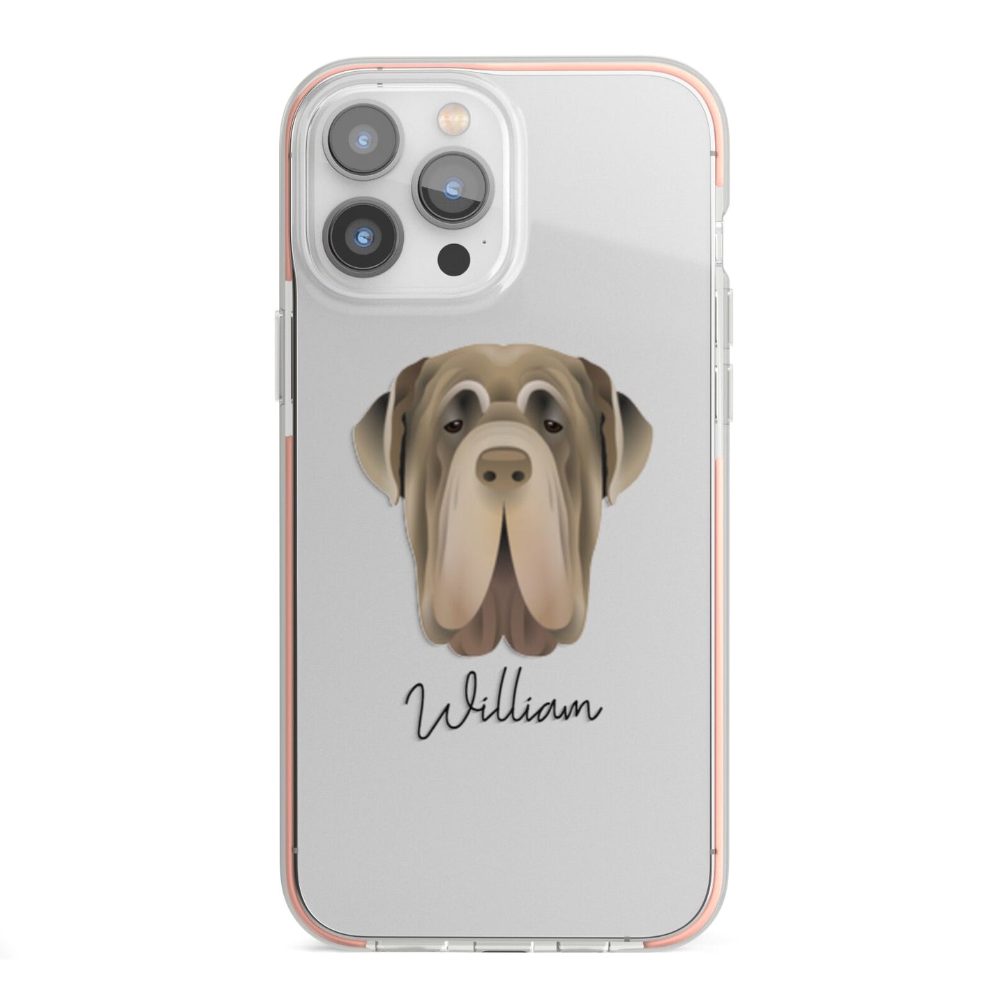 Neapolitan Mastiff Personalised iPhone 13 Pro Max TPU Impact Case with Pink Edges