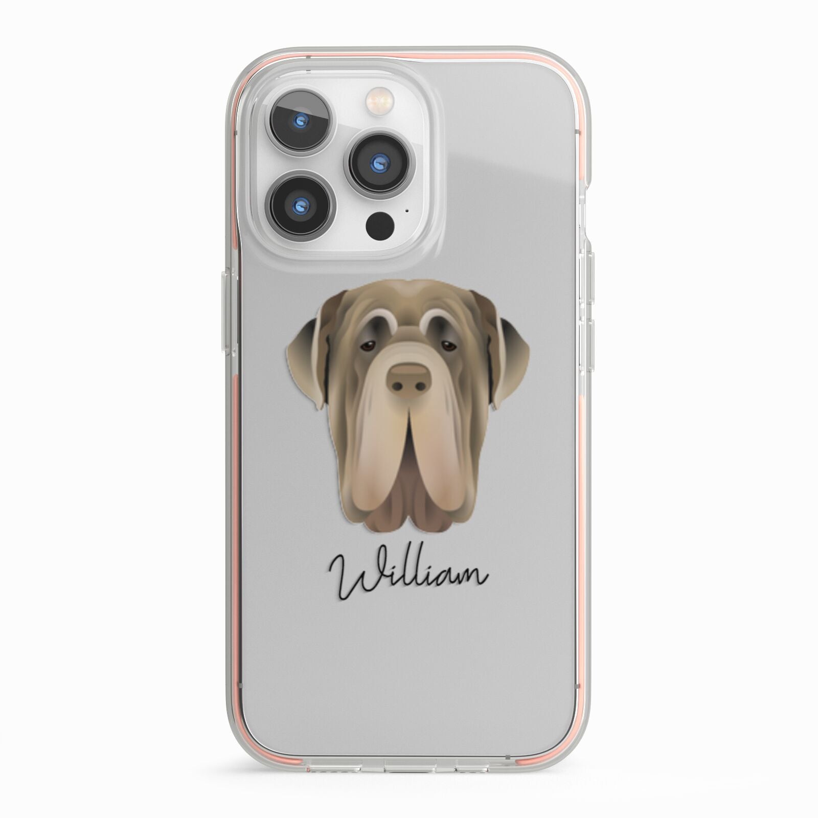 Neapolitan Mastiff Personalised iPhone 13 Pro TPU Impact Case with Pink Edges