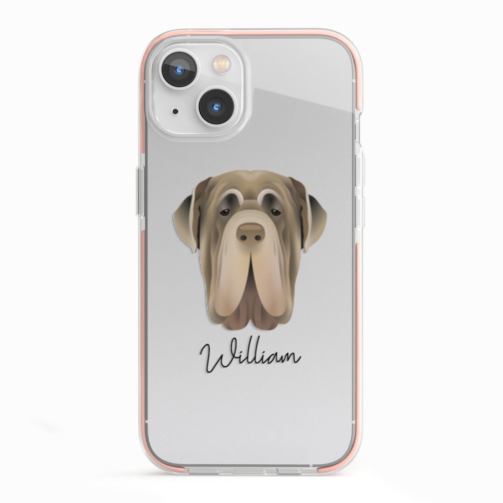 Neapolitan Mastiff Personalised iPhone 13 TPU Impact Case with Pink Edges