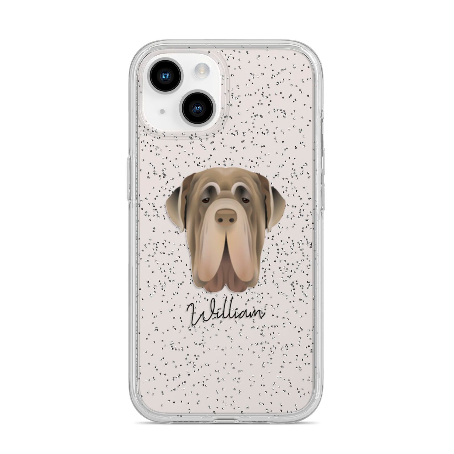 Neapolitan Mastiff Personalised iPhone 14 Glitter Tough Case Starlight