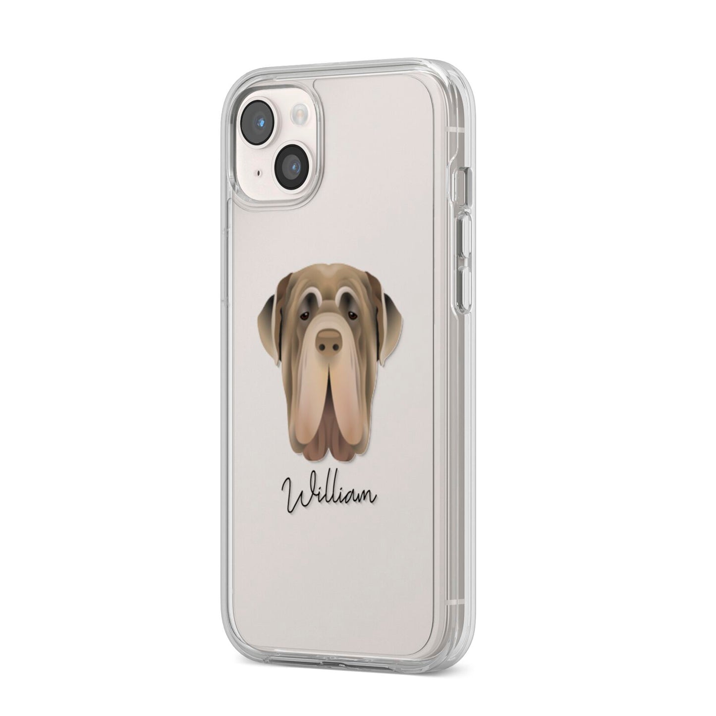 Neapolitan Mastiff Personalised iPhone 14 Plus Clear Tough Case Starlight Angled Image