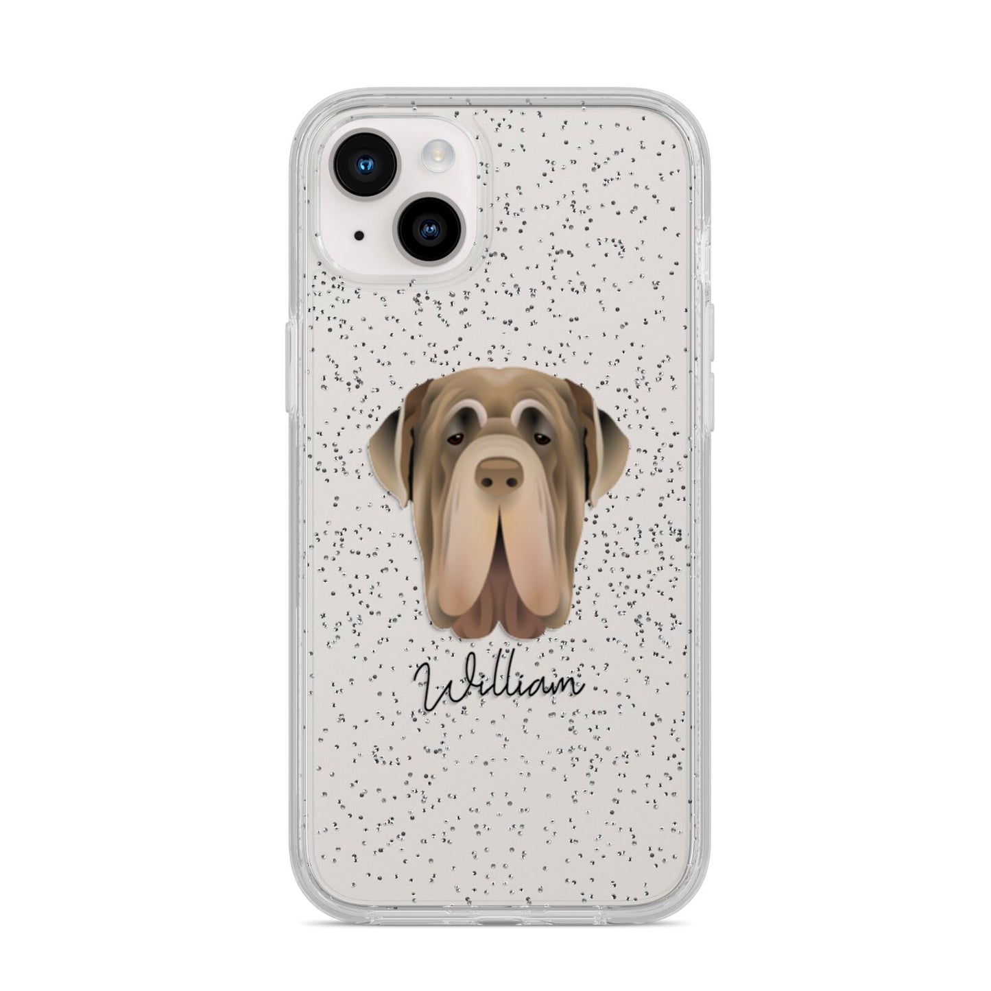 Neapolitan Mastiff Personalised iPhone 14 Plus Glitter Tough Case Starlight