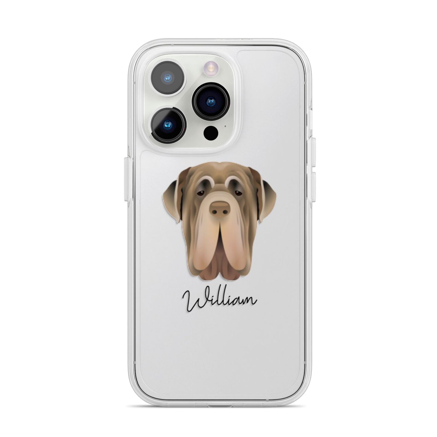 Neapolitan Mastiff Personalised iPhone 14 Pro Clear Tough Case Silver