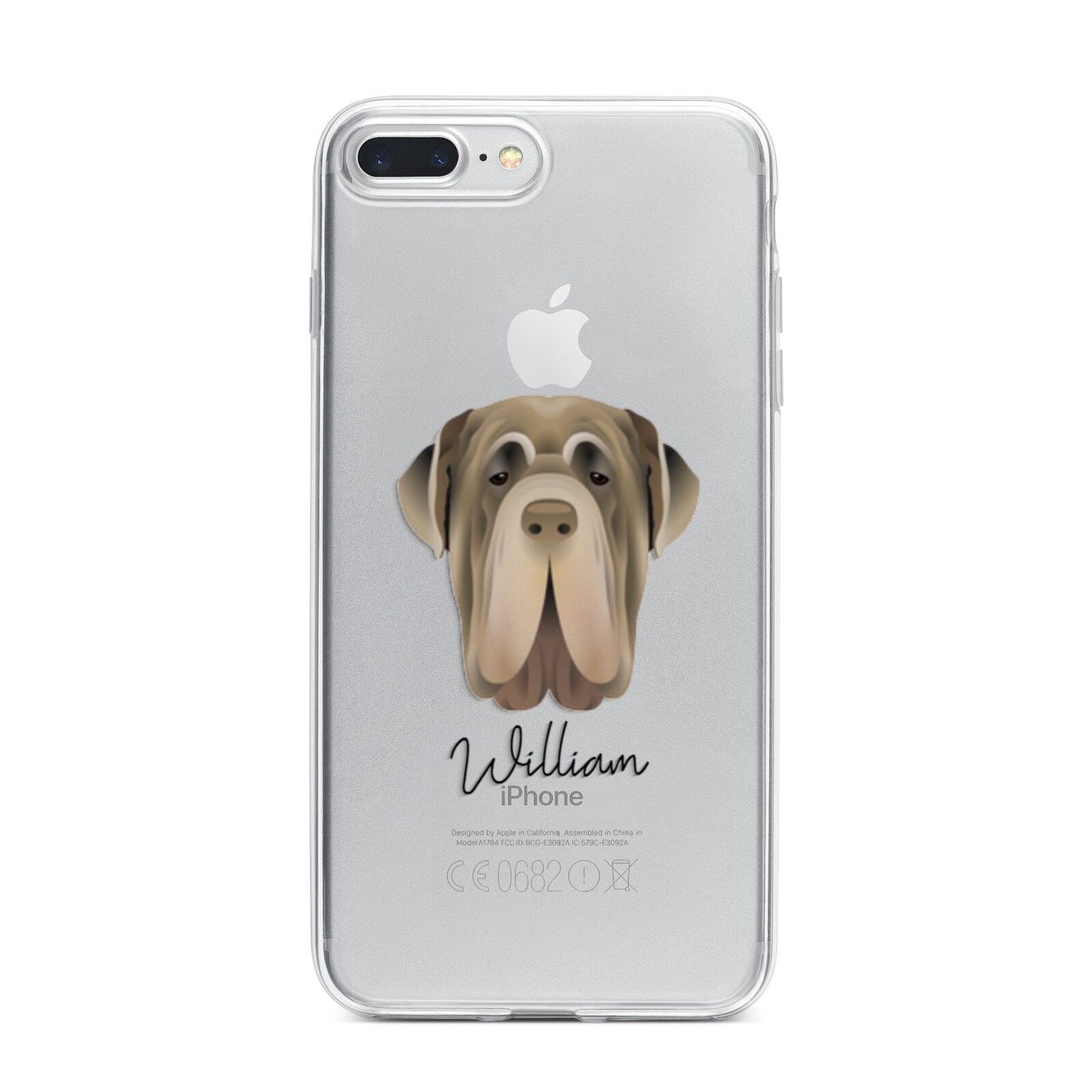 Neapolitan Mastiff Personalised iPhone 7 Plus Bumper Case on Silver iPhone
