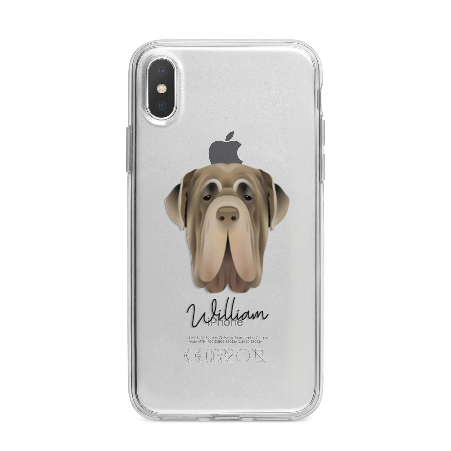 Neapolitan Mastiff Personalised iPhone X Bumper Case on Silver iPhone Alternative Image 1